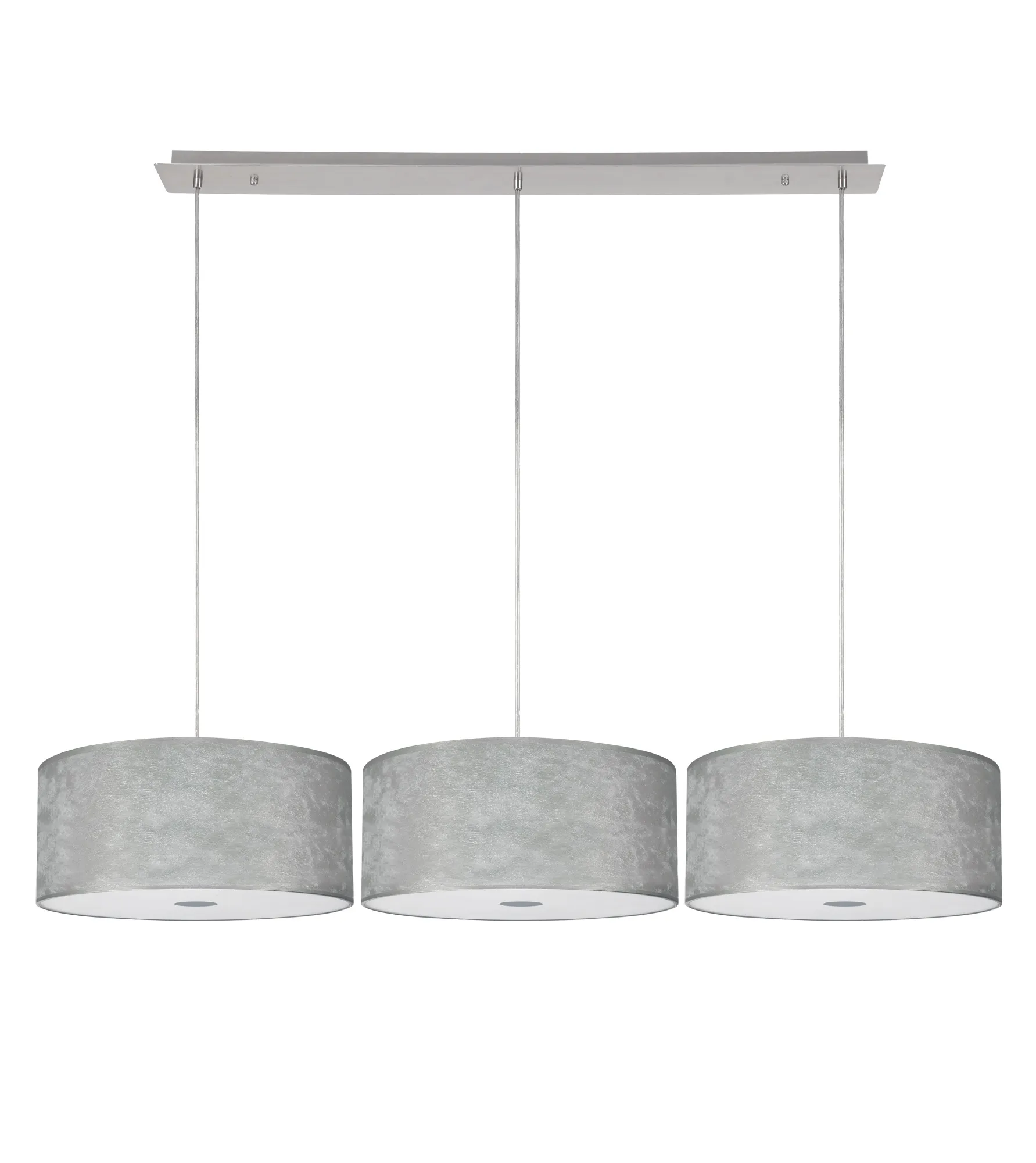 Baymont 40cm Shade 2m 3 Light Pendant Polished Chrome, Silver Leaf, Frosted Diffuser DK0804  Deco Baymont CH SL